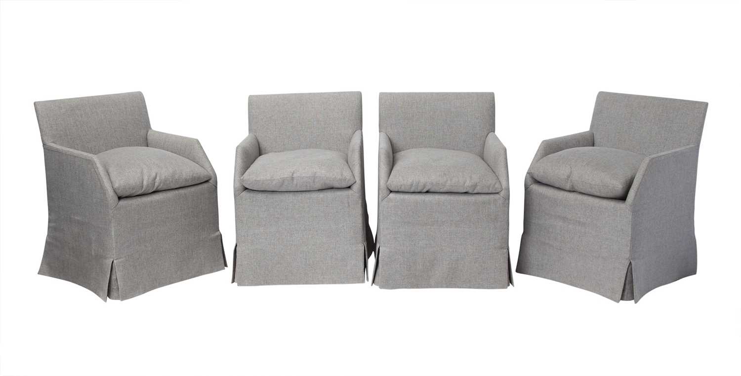 Lot 825 - Group of Four John Saladino Upholstered "Villa" Dining Chairs