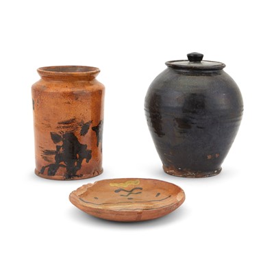 Lot 243 - Three Glazed Redware Table Articles