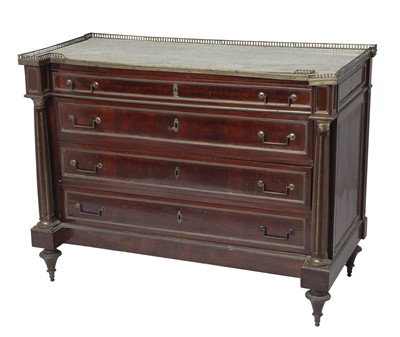 Lot 291 - Louis XVI Marble Top Mahogany Chest of Drawers