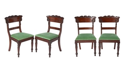 Lot 371 - Set of Four Regency Upholstered Mahogany Dining Chairs
