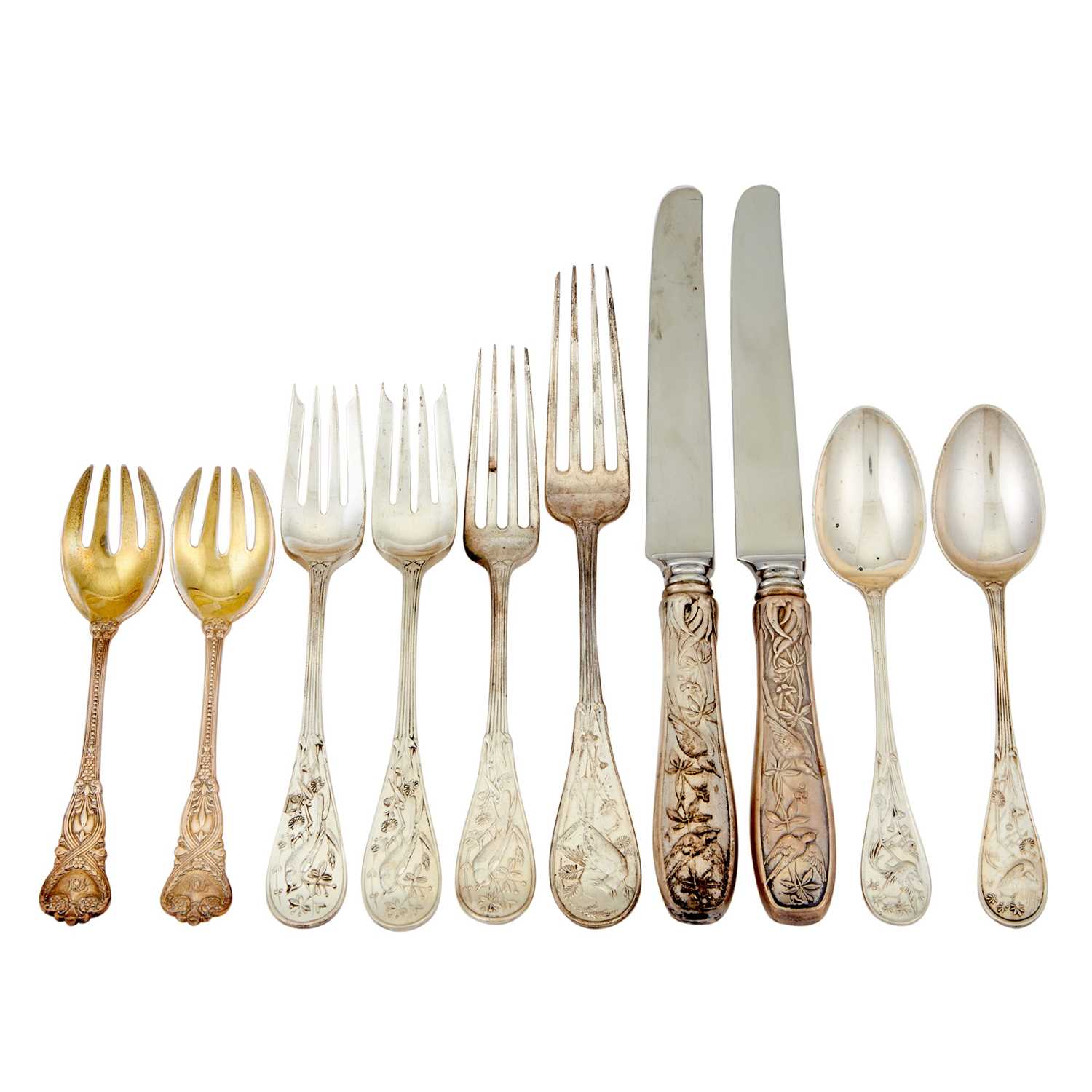 Lot 138 - Tiffany & Co. Sterling Silver Part "Audubon" Pattern Flatware Service