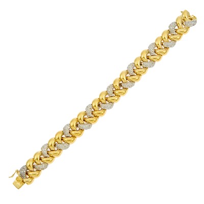 Lot 1009 - Two-Color Gold and Diamond Bracelet