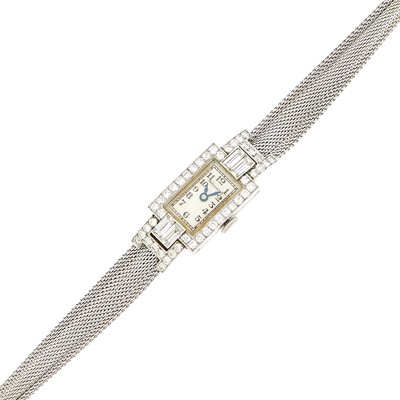Lot 1177 - Movado Lady's White Gold and Diamond Wristwatch