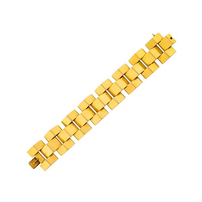 Lot 90 - Wide Gold Pyramid Link Bracelet