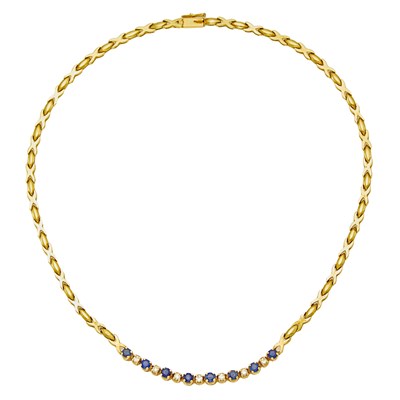 Lot 2249 - Gold, Sapphire and Diamond Necklace