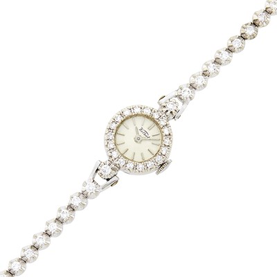 Lot 2185 - White Gold and Diamond Wristwatch