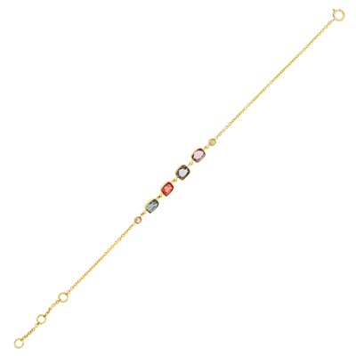 Lot 1081 - Gold and Multicolored Spinel and Colored Diamond Bracelet