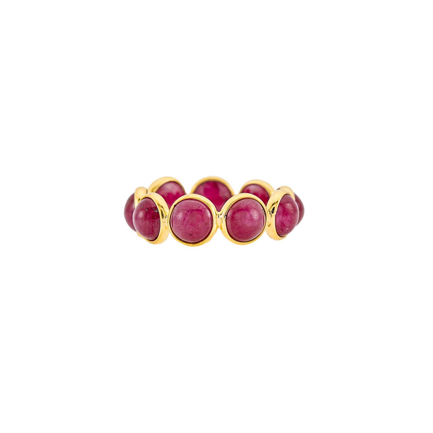 Lot 1085 - Gold and Cabochon Ruby Band Ring