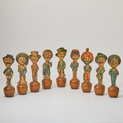 Lot 330 - A group of nine late Victorian figural Skittles pins