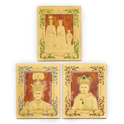 Lot 25 - Iran Set of Gold and Enameled Stamps for the Coronation of the Imperial Couple