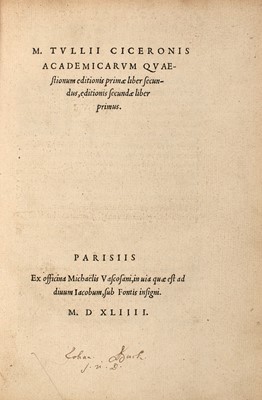Lot 18 - A rare Vascosan edition of Cicero