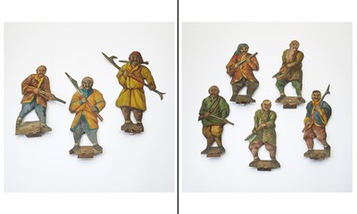 Lot 337 - Set of eight painted metal Chinese pirate carnival target figures