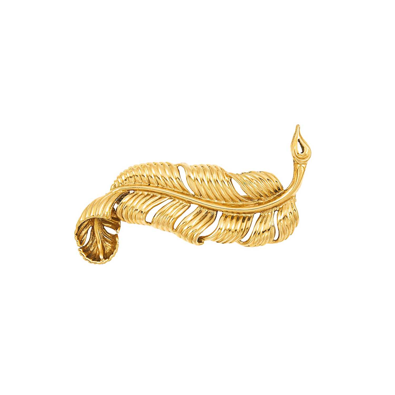Lot 1105 - Gold Feather Brooch, France