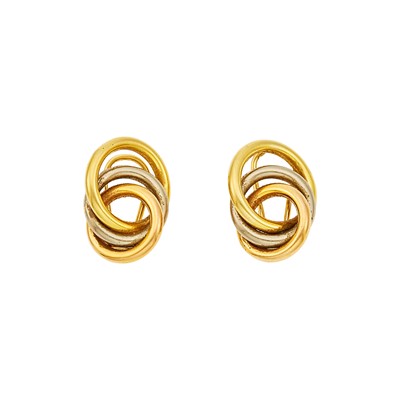 Lot 1224 - Pair of Tricolor Gold Earrings