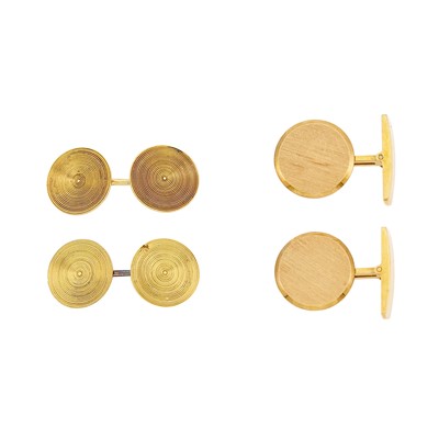 Lot 1150 - Two Pairs of Gold Cufflinks