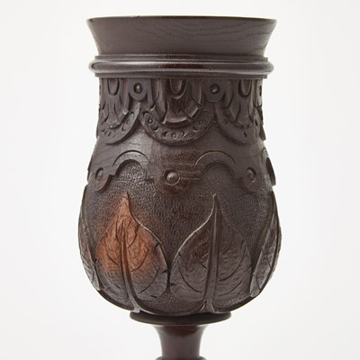 Lot 6 - An elaborately carved wooden goblet reputedly from Shakespeare's mulberry tree