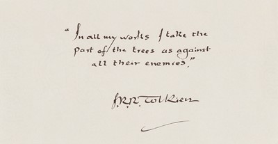 Lot 210 - A calligraphic autograph quotation signed by Tolkien