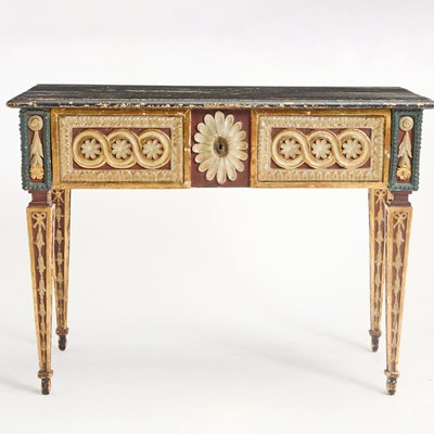 Lot 639 - Italian Painted and Parcel-Gilt Center Table