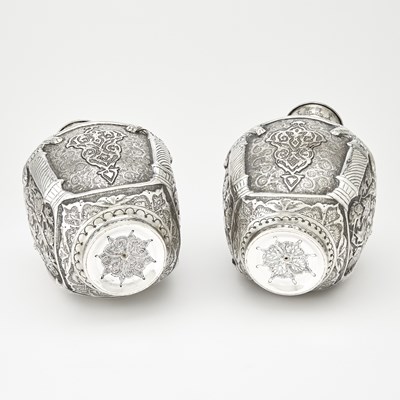 Lot 121 - Pair of Asian Silvered Metal Vases