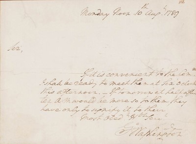 Lot 269 - An autograph letter from Washington's first year as President