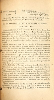Lot 252 - The Emancipation Proclamation in a fine set of War Department Orders