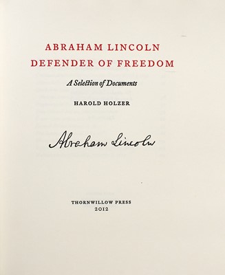 Lot 255 - Finely bound and signed by Lincoln scholar Harold Holzer