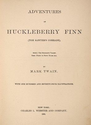 Lot 259 - First edition of Twain's landmark of American literature