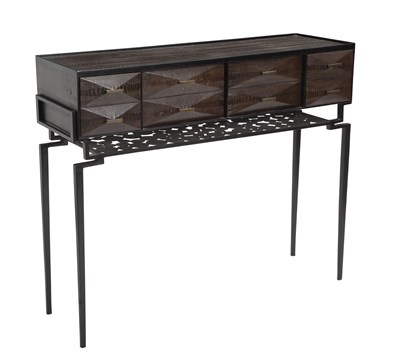 Lot 830 - R&Y Augousti Ostrich, Dark Stained Wood and Black Metal Console