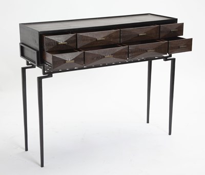Lot 830 - R&Y Augousti Ostrich, Dark Stained Wood and Black Metal Console