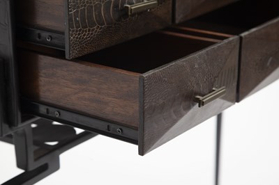 Lot 830 - R&Y Augousti Ostrich, Dark Stained Wood and Black Metal Console