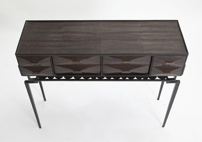 Lot 830 - R&Y Augousti Ostrich, Dark Stained Wood and Black Metal Console
