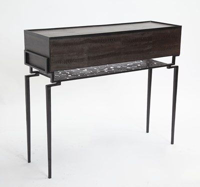 Lot 830 - R&Y Augousti Ostrich, Dark Stained Wood and Black Metal Console