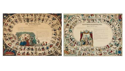 Lot 384 - Two Dutch-Language Game of the Goose boards, one inspired by sorcery and the other by fairy tales
