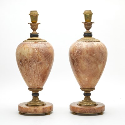 Lot 368 - Pair of Neoclassical Style Metal-Mounted Marble Lamps