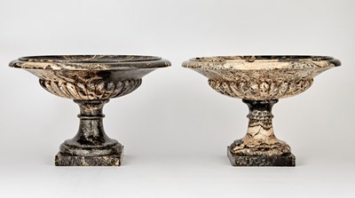 Lot 371 - Pair of Neoclassical Style Variegated Black and White Marble Tazzas