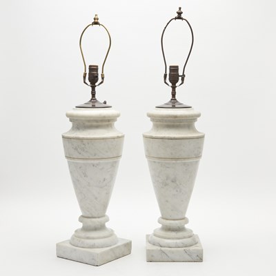 Lot 374 - Pair of Neoclassical Style Marble Table Lamps