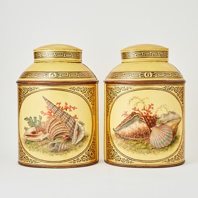 Lot 344 - Pair Tole Peinte Canisters