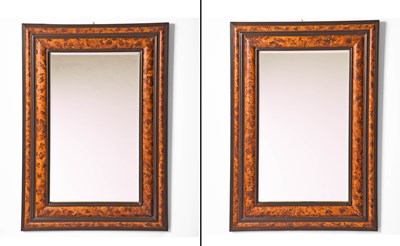 Lot 360 - Pair of Part-Ebonized and Faux Tortoiseshell Paint-Decorated Mirrors