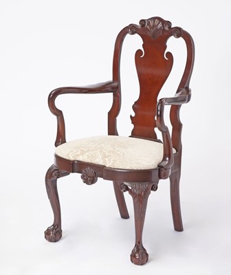 Lot 343 - Queen Anne Style Mahogany Open Armchair