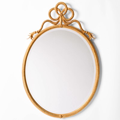 Lot 362 - Neoclassical Style Gilt Wood Twisted Rope-Form Oval Mirror