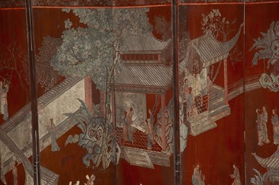 Lot 310 - Chinese Lacquered Coromandel Twelve-Panel Screen