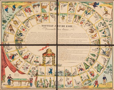 Lot 392 - A group of four Game of the Goose-style game boards