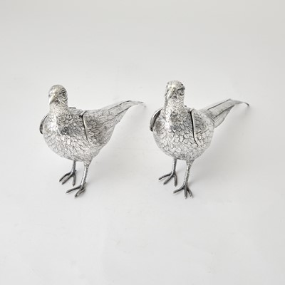 Lot 102 - Pair of Continental Silver Pheasants