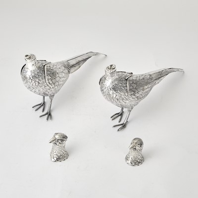 Lot 102 - Pair of Continental Silver Pheasants