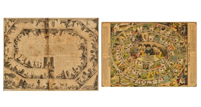 Lot 394 - Two French nineteenth-century Game of the Goose boards, one based on the Fables of Aesop