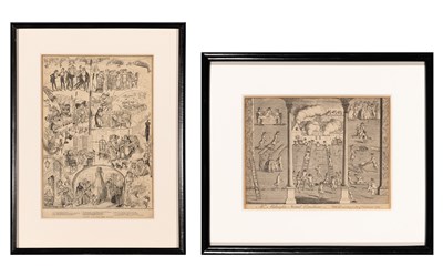 Lot 350 - Two amusing framed prints, one about games and the other depicting a trained-animal circus act