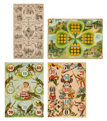 Lot 442 - Four illustrated lotto boards