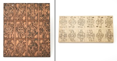 Lot 399 - Two printing surfaces for playing cards