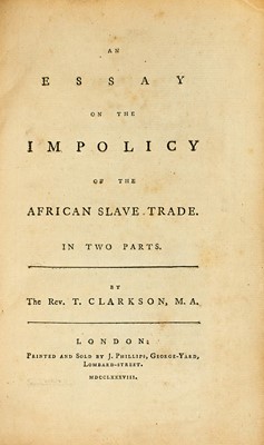 Lot 233 - Essay on the Impolicy of the Slave Trade, 1788