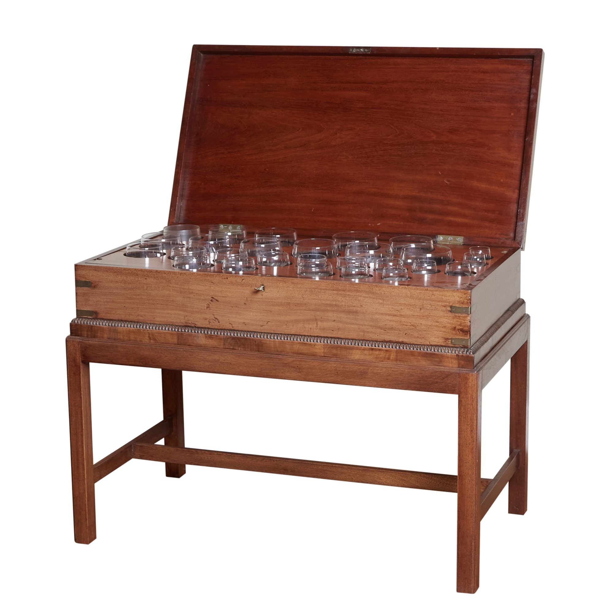 Victorian Brass-Mounted Mahogany Glass Harp